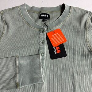 Bass Outdoor Men's Long‎ Sleeve Thermal Henley Shirt light green Size M